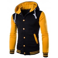 New hooded baseball shirt men's coat eight-color slim cardigan short brushed sweater T-shirt jacket